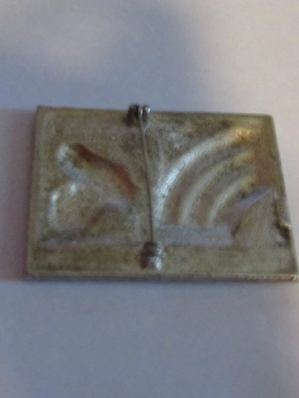 Signed AJC Art Deco Large Silver Toned & Enamel Pin 2
